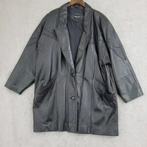 Vintage Pelle Women's 1X Black Leather Coat 16PT